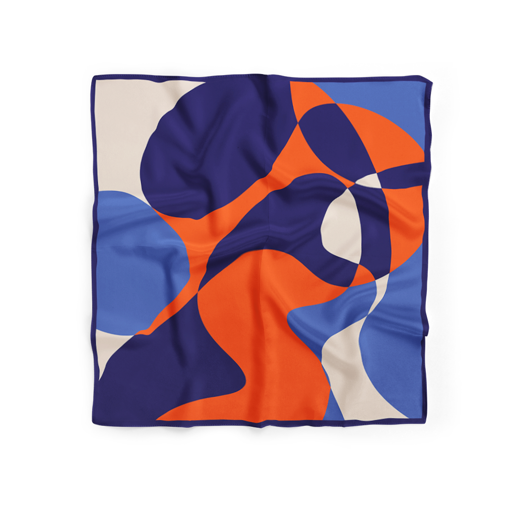 Abstract Print Silk Scarf (Orange)